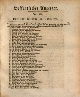 Amtsblatt für den Regierungsbezirk Düsseldorf Dienstag 31. März 1829