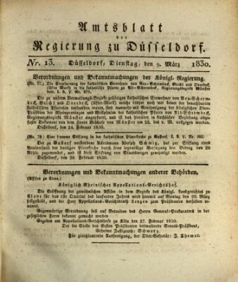 Amtsblatt für den Regierungsbezirk Düsseldorf Dienstag 9. März 1830