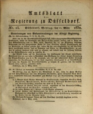Amtsblatt für den Regierungsbezirk Düsseldorf Montag 15. März 1830