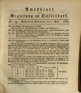 Amtsblatt für den Regierungsbezirk Düsseldorf Mittwoch 31. März 1830