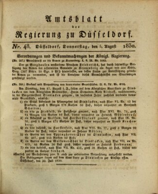 Amtsblatt für den Regierungsbezirk Düsseldorf Donnerstag 5. August 1830