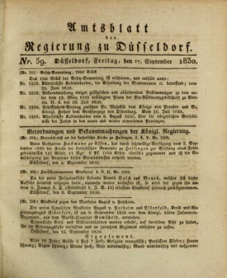 Amtsblatt für den Regierungsbezirk Düsseldorf Freitag 17. September 1830