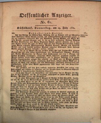 Amtsblatt für den Regierungsbezirk Düsseldorf Donnerstag 29. Juli 1830