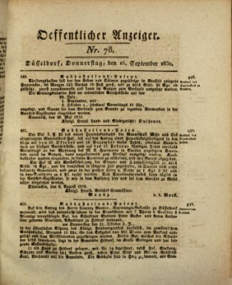 Amtsblatt für den Regierungsbezirk Düsseldorf Donnerstag 16. September 1830