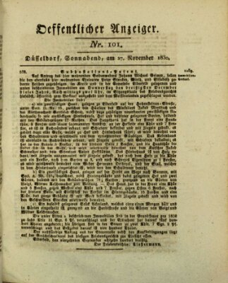 Amtsblatt für den Regierungsbezirk Düsseldorf Samstag 27. November 1830
