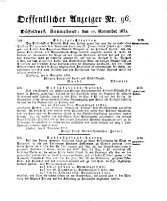 Amtsblatt für den Regierungsbezirk Düsseldorf Samstag 17. November 1832