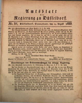 Amtsblatt für den Regierungsbezirk Düsseldorf Samstag 24. August 1833