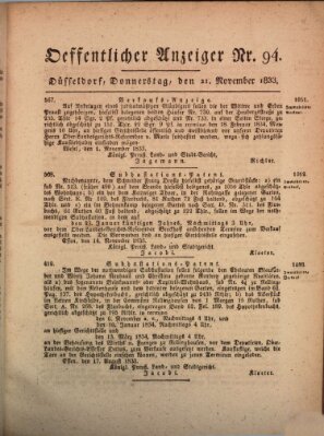 Amtsblatt für den Regierungsbezirk Düsseldorf Donnerstag 21. November 1833