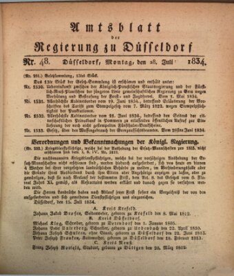 Amtsblatt für den Regierungsbezirk Düsseldorf Montag 28. Juli 1834