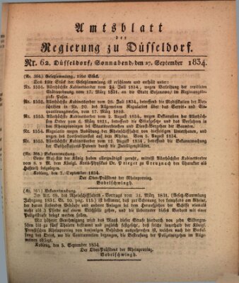 Amtsblatt für den Regierungsbezirk Düsseldorf Samstag 27. September 1834