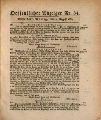 Amtsblatt für den Regierungsbezirk Düsseldorf Montag 4. August 1834