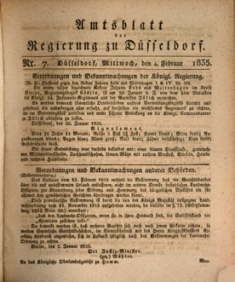 Amtsblatt für den Regierungsbezirk Düsseldorf Mittwoch 4. Februar 1835