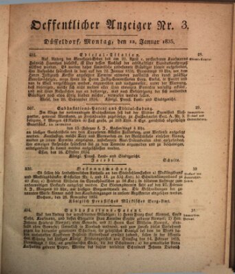 Amtsblatt für den Regierungsbezirk Düsseldorf Montag 12. Januar 1835
