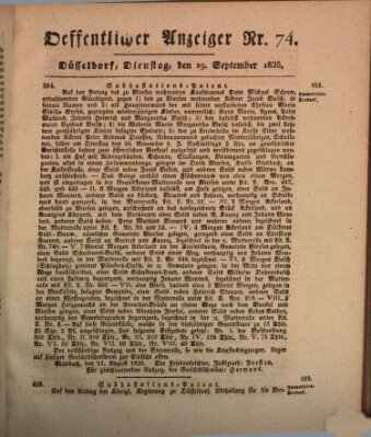 Amtsblatt für den Regierungsbezirk Düsseldorf Dienstag 29. September 1835