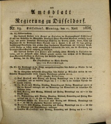 Amtsblatt für den Regierungsbezirk Düsseldorf Montag 11. April 1836