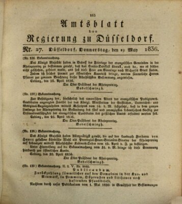 Amtsblatt für den Regierungsbezirk Düsseldorf Donnerstag 19. Mai 1836