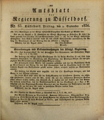 Amtsblatt für den Regierungsbezirk Düsseldorf Freitag 9. September 1836