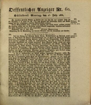Amtsblatt für den Regierungsbezirk Düsseldorf Montag 25. Juli 1836