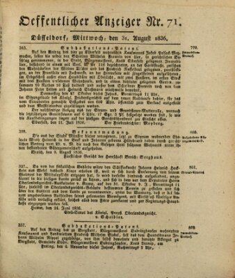 Amtsblatt für den Regierungsbezirk Düsseldorf Mittwoch 31. August 1836