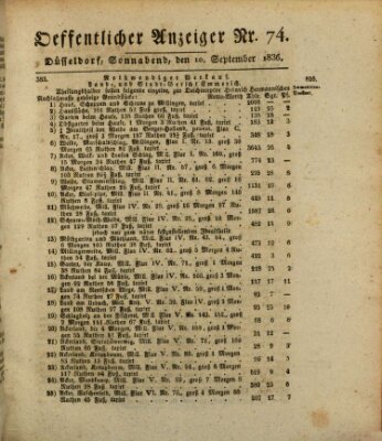 Amtsblatt für den Regierungsbezirk Düsseldorf Samstag 10. September 1836