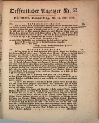 Amtsblatt für den Regierungsbezirk Düsseldorf Donnerstag 19. Juli 1838