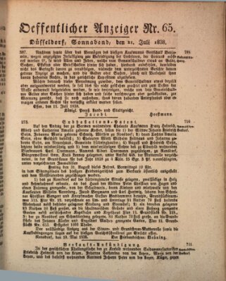 Amtsblatt für den Regierungsbezirk Düsseldorf Samstag 21. Juli 1838