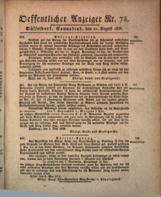 Amtsblatt für den Regierungsbezirk Düsseldorf Samstag 11. August 1838