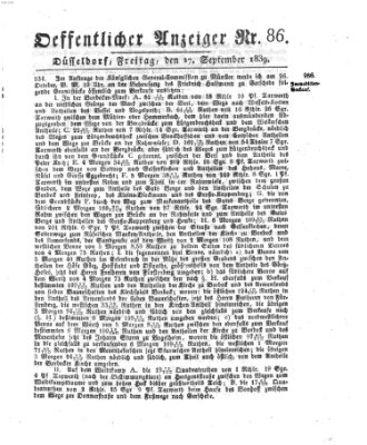 Amtsblatt für den Regierungsbezirk Düsseldorf Freitag 27. September 1839