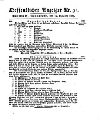 Amtsblatt für den Regierungsbezirk Düsseldorf Samstag 12. Oktober 1839