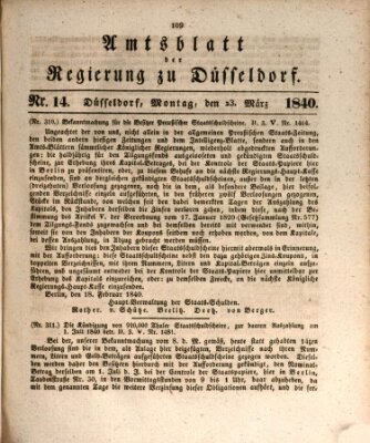 Amtsblatt für den Regierungsbezirk Düsseldorf Montag 23. März 1840