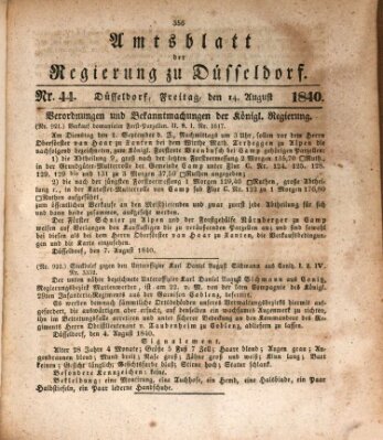 Amtsblatt für den Regierungsbezirk Düsseldorf Freitag 14. August 1840