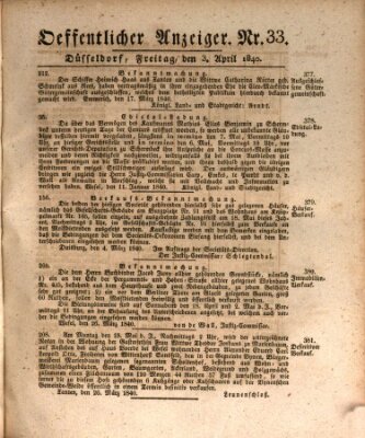 Amtsblatt für den Regierungsbezirk Düsseldorf Freitag 3. April 1840