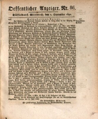 Amtsblatt für den Regierungsbezirk Düsseldorf Mittwoch 2. September 1840