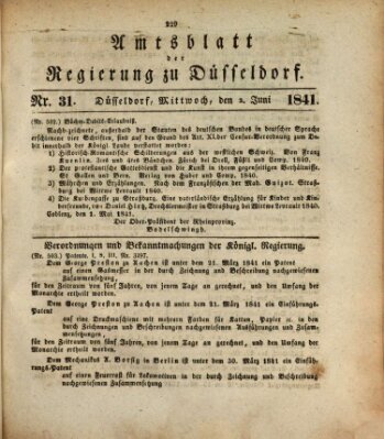 Amtsblatt für den Regierungsbezirk Düsseldorf Mittwoch 2. Juni 1841