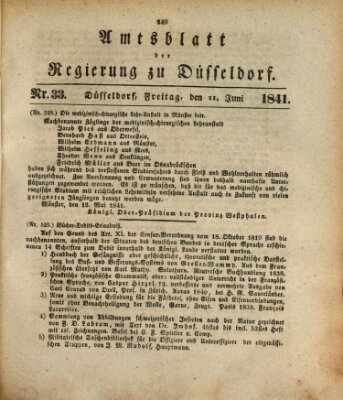 Amtsblatt für den Regierungsbezirk Düsseldorf Freitag 11. Juni 1841