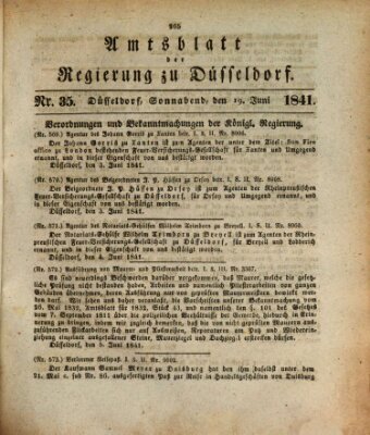 Amtsblatt für den Regierungsbezirk Düsseldorf Samstag 19. Juni 1841