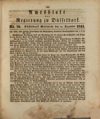 Amtsblatt für den Regierungsbezirk Düsseldorf Mittwoch 29. Dezember 1841