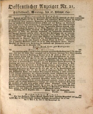 Amtsblatt für den Regierungsbezirk Düsseldorf Montag 28. Februar 1842
