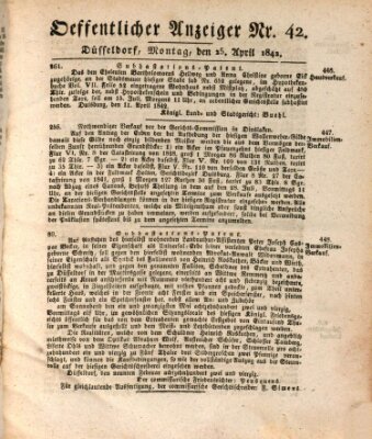 Amtsblatt für den Regierungsbezirk Düsseldorf Montag 25. April 1842