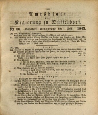 Amtsblatt für den Regierungsbezirk Düsseldorf Samstag 1. Juli 1843