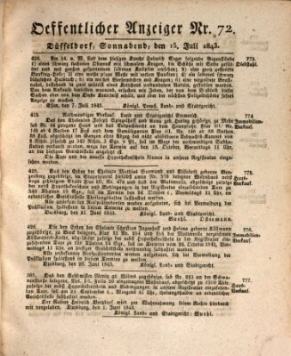 Amtsblatt für den Regierungsbezirk Düsseldorf Samstag 15. Juli 1843