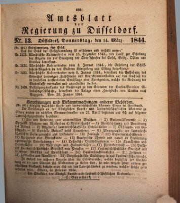 Amtsblatt für den Regierungsbezirk Düsseldorf Donnerstag 14. März 1844