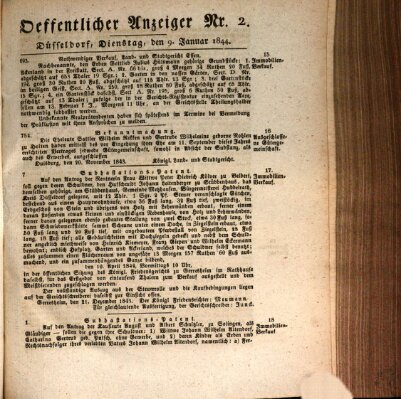 Amtsblatt für den Regierungsbezirk Düsseldorf Dienstag 9. Januar 1844