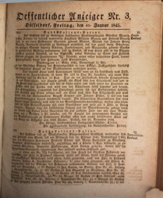 Amtsblatt für den Regierungsbezirk Düsseldorf Freitag 10. Januar 1845