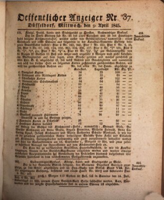 Amtsblatt für den Regierungsbezirk Düsseldorf Mittwoch 9. April 1845