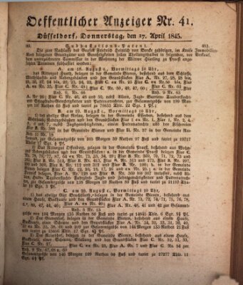 Amtsblatt für den Regierungsbezirk Düsseldorf Donnerstag 17. April 1845