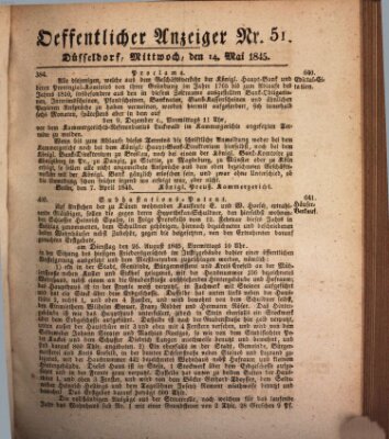 Amtsblatt für den Regierungsbezirk Düsseldorf Mittwoch 14. Mai 1845