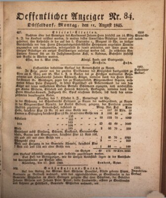 Amtsblatt für den Regierungsbezirk Düsseldorf Montag 11. August 1845