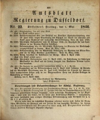 Amtsblatt für den Regierungsbezirk Düsseldorf Freitag 1. Mai 1846