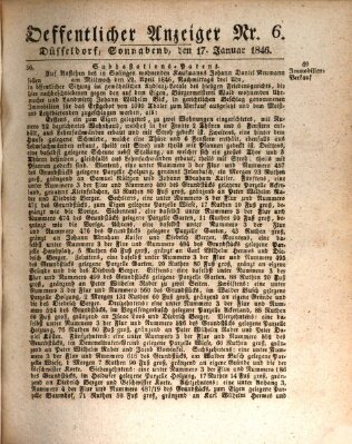 Amtsblatt für den Regierungsbezirk Düsseldorf Samstag 17. Januar 1846